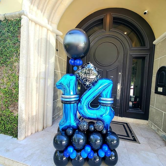 Dark Blue Balloon 4 Number for 4th Birthday Decorations, 40 Inch Big Number Balloons for 4 14 40 Anniversaries Celebration Graduation Wedding