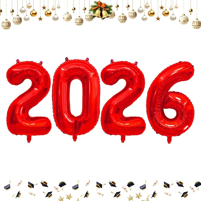 40 Inch 2026 Balloons Red Foil Number Balloons for 2026 New Year Festival Celebration or Birthday Party Supplies Decorations,New Years Balloon 2026, New Years Eve Graduation Balloons Decorations