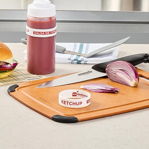 Restaurantware Silicone Squeeze Bottle Band 10 Count 2.75 Inch Dishwasher Safe Condiment Identification Band, Ketchup White Non-Slip Label Band for Condiment Labeling at Restaurants, Food Trucks