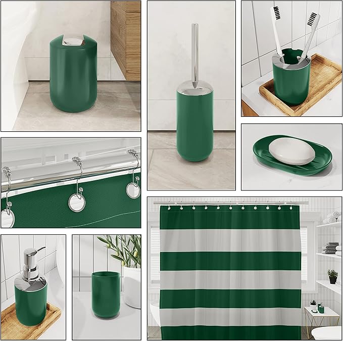Clara Clark Bathroom Accessories Set - 23PC Shower Curtain Set with Bathroom Trash Can, Green Bathroom Set, Bathroom Sets with Shower Curtain and Green Rugs