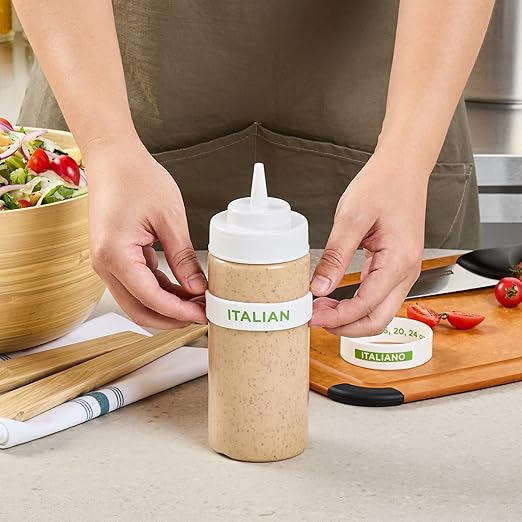 Restaurantware Silicone Squeeze Bottle Band 10 Count 2.75 Inch Dishwasher Safe Condiment Identification Band, Italian White Non-Slip Label Band for Condiment Labeling at Restaurants, Food Trucks