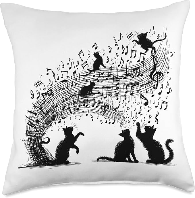 Cat Sheet Music Cute Animals Classic Musician Player Funny Throw Pillow
