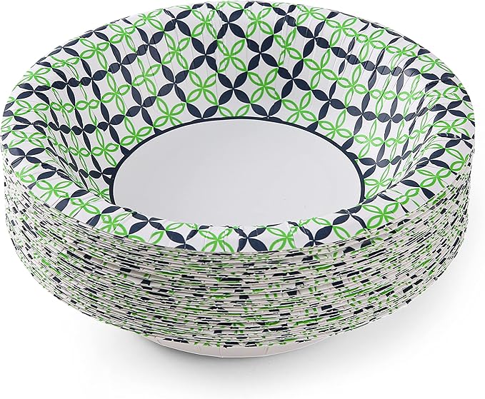 Glad Round Disposable Paper Bowls, Happy Daisies Design - Heavy Duty, Soak-Proof, Cut-Resistant, Microwavable Paper Bowls for All Foods and Daily Use, 16 oz, 40 Count