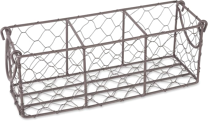 DII Chicken Wire Collection Farmhouse Vintage, Caddy with Vases, Rustic Bronze
