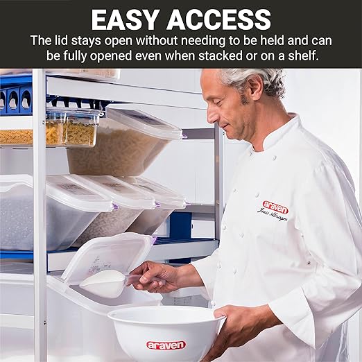 Araven Ingredient Bin, Storage Container for Large Quantity Ingredients, Use in Commercial or Home Kitchen, 1.8 Gallons, 6 Count, White
