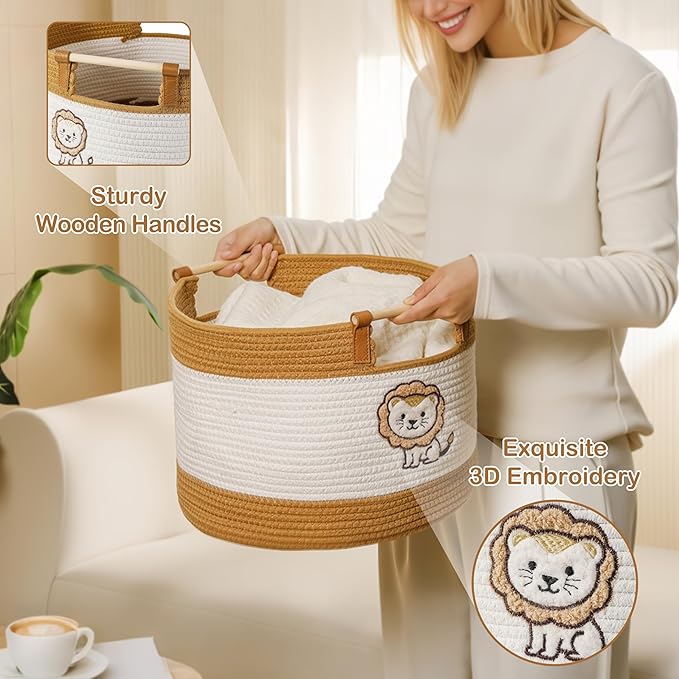 Toy Storage Bin Box for Kids Stuffed Animal Storage Basket for Blanket Baskets Living Room Cotton Rope Woven Baskets for Babies Toddlers Laundry Hamper for Nursery Play Room, Boys Gift Baskets Empty
