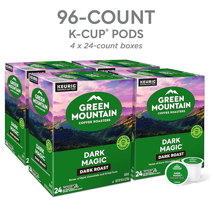 Green Mountain Coffee Roasters Dark Magic, Single-Serve Keurig K-Cup Pods, Dark Roast Coffee Pods, 96 Count
