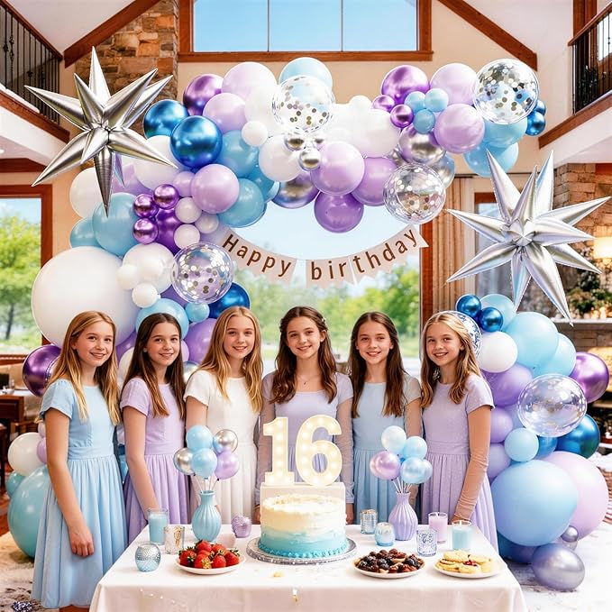 KARLURE Purple and Blue Balloon Arch Garland Kit for Girls Princess Birthday Party Baby Shower Anniversary Decorations