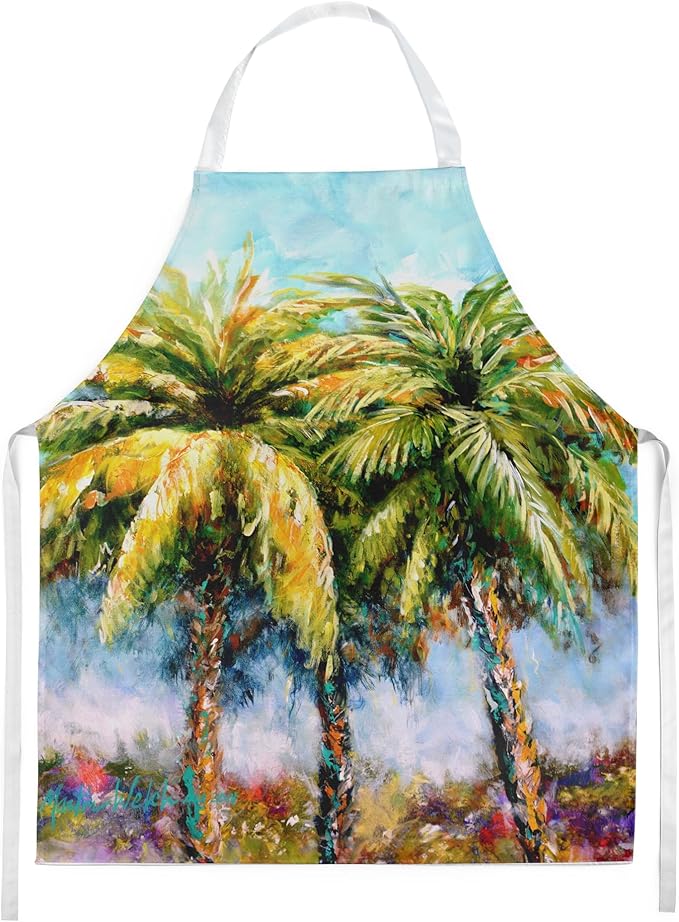 Caroline's Treasures Summer Breezes Palm Tree Apron Cooking Kitchen Server Baking Crafts Gardening for Adult Women Men, Unisex, Large, Multicolor