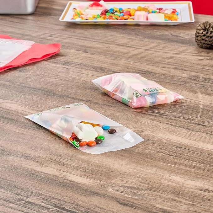 Restaurantware Food Storage Bags 100 Count 4 x 3 Inches Translucent Adhesive Bags Plastic Reusable Translucent for Cold Food Storage