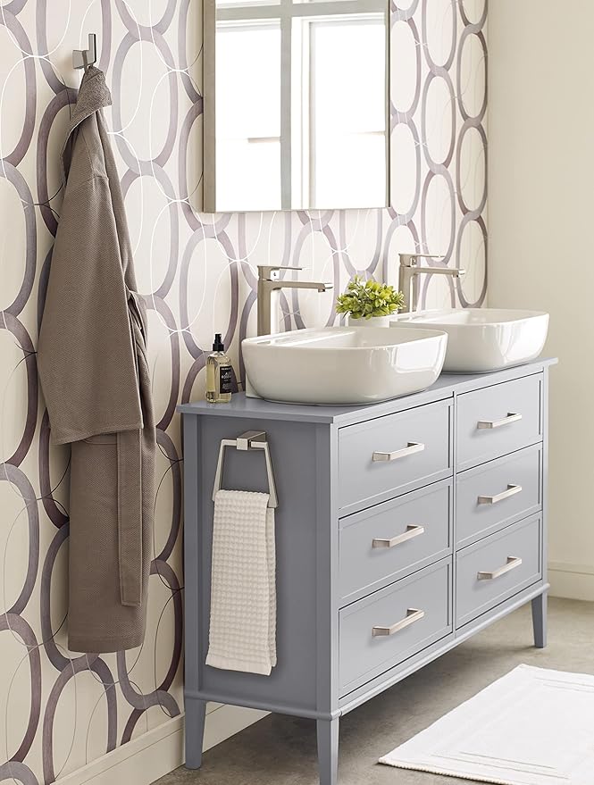 Amerock BH36002G10 | Brushed Nickel Towel Bar | 6-13/16 in (173 mm) Length Towel Holder | Blackrock | Hand Towel Holder for Bathroom Wall | Small Kitchen Towel Holder | Bath Accessories