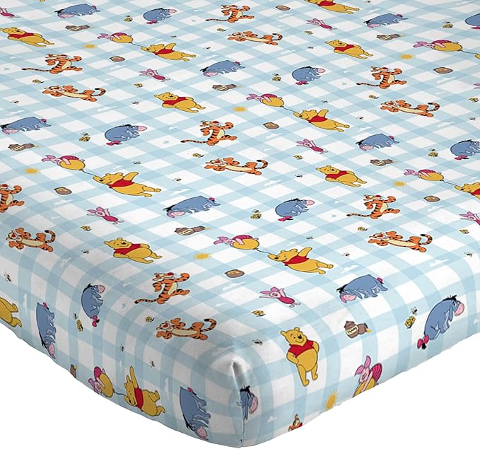 Jay Franco Kids Sheet Set with Fitted, Flat Sheets & Pillow Cover - Ultra-Soft Bedding with Pillowcase for Room Decor, White - Winnie The Pooh, 4 Piece Queen