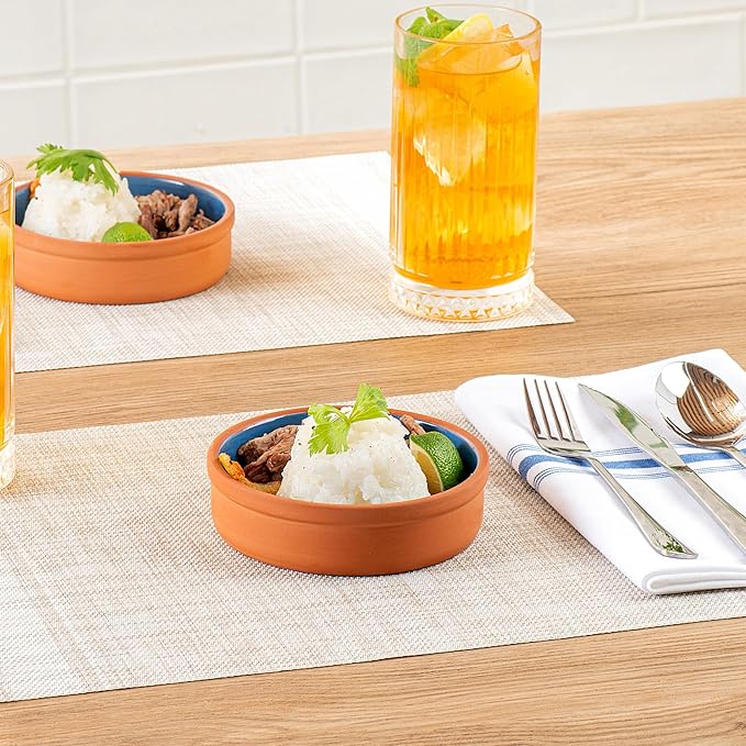Restaurantware Terracotta Cazuela Bowls 2 Pack of 9 oz Durable Rustic Serving Dish Glazed Oven-Safe Bowl Freezer-Safe Tapas Dish Microwave-Safe Dishwasher-Safe