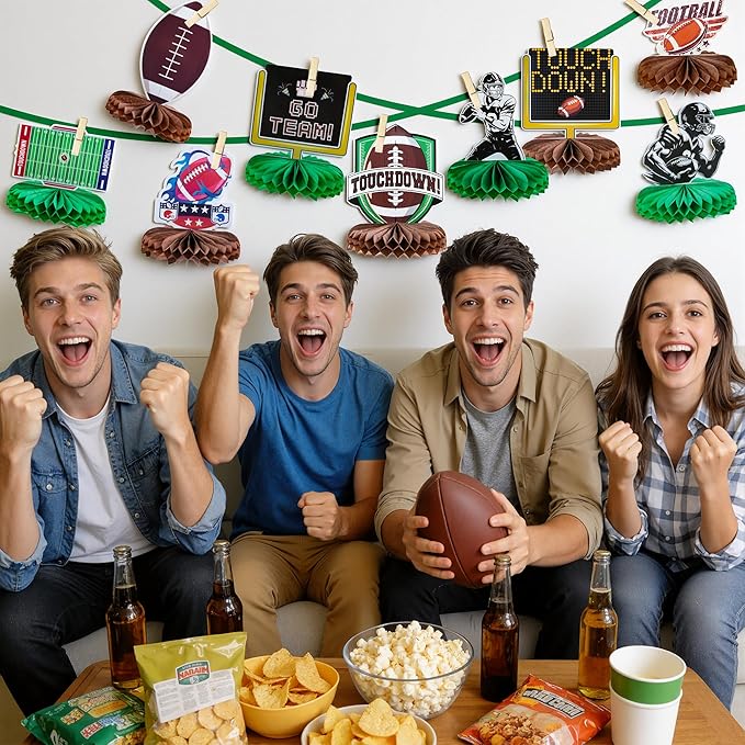 Football Party Decorations for Super Game Bowl 2026 - Game Day Honeycomb for Table Centerpiece | Football Party Decorations Favors Supplies Indoor Outdoor - Holiday Birthday Party Decor for Table Home