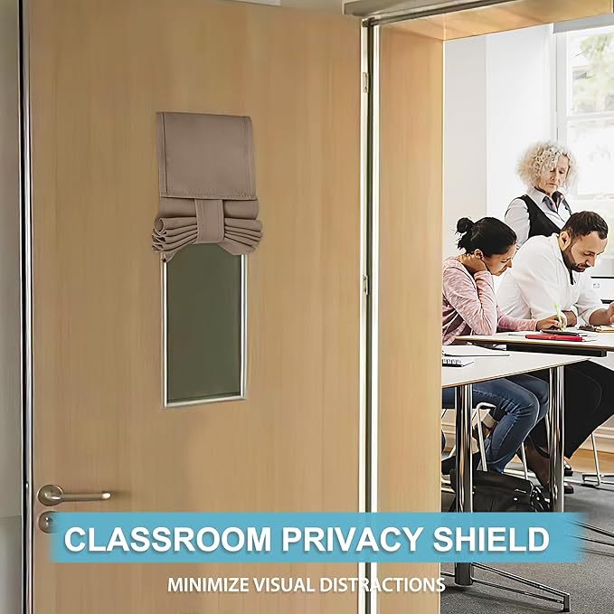 RYB HOME Classroom Door Window Cover, Blackout Shades for Classroom Windows and Doors Cover Lockdown Shades, Room Darkening Design Blocks Views, W 8 x L 36, 1 Panel, Mocha