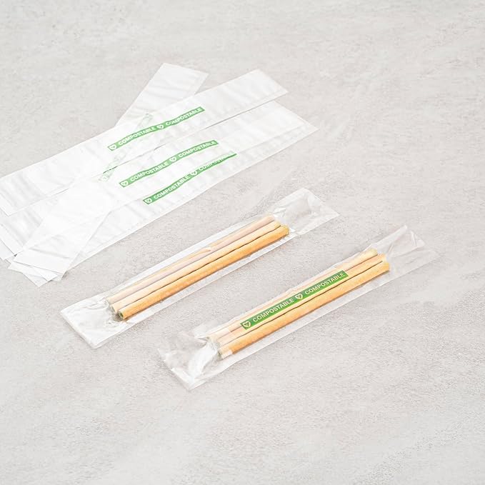 Restaurantware Candy Bags 100 Pcs 8" x 1" Heat-Sealable Clear Plastic Bags Greaseproof Home Compostable Freezer-Ready No-Flap Treat Carriers for Candies, Cookies, Bakery, Party Favours