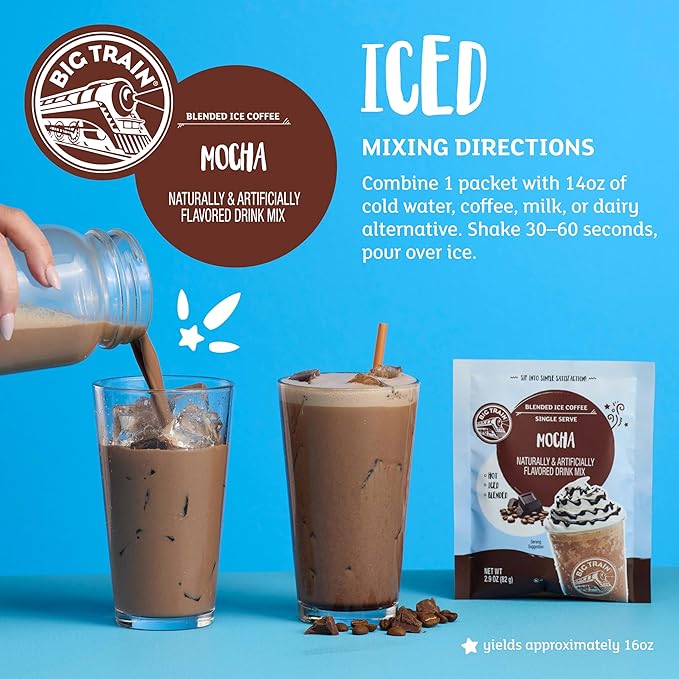 Big Train Mocha Blended Iced Coffee Beverage Mix, 2.9 oz Packets (Pack of 12)