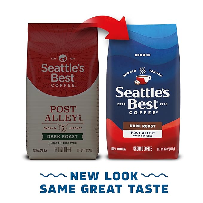 Seattle’s Best Coffee, Dark Roast Ground Coffee, Post Alley, 100% Arabica, 6 Bags (12 oz Each)