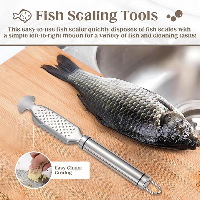 Fish Scales Scraping Tool,Multifunction Stainless Steel Fish Scaler Remover, Kitchen Tools Scale-scraping Crafts for Home Market Restaurant
