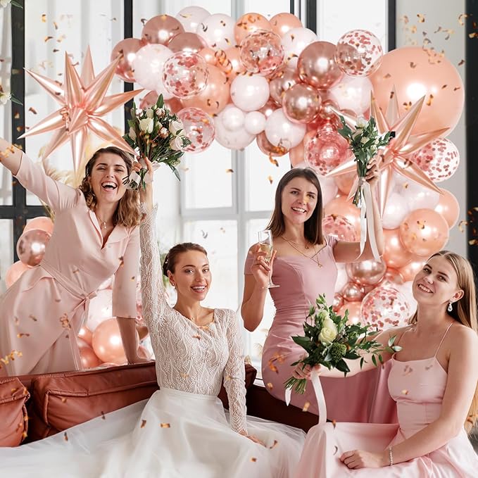 KARLURE Rose Gold Balloons Arch Kit with Metallic Rose Gold Confetti Balloons for Mothers Day Decorations Baby Shower Bridal Shower Wedding Birthday Party 2026 Graduation Anniversary Decorations