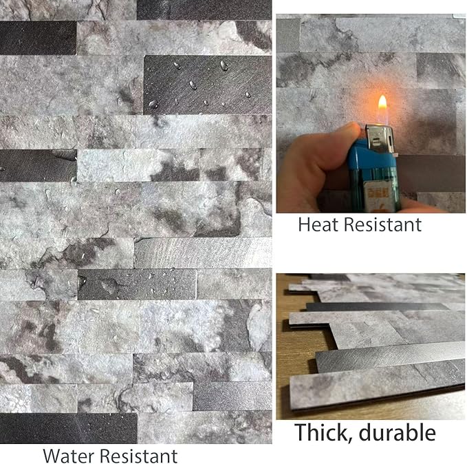 10-Sheet Peel and Stick Backsplash Tile, PVC Mixed Meta,l Stick on Kitchen, Bathroom Vanities, Fireplace Décor, Laundry Table(11.2" X 12.7") (10, Darken Coffee+Frosted Grey)
