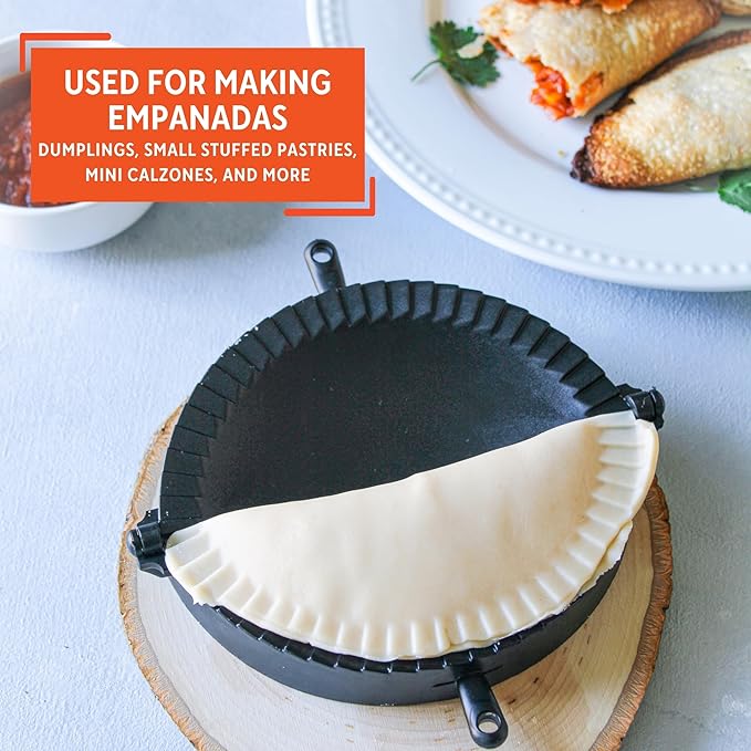 Imusa Empanada Press Set – Dumpling Maker, Plastic Empanada Mold & Pastry Press for Stuffed Pastries, Turnovers, Pierogi, Masa & Dough Preparation, 1 Pack, Black