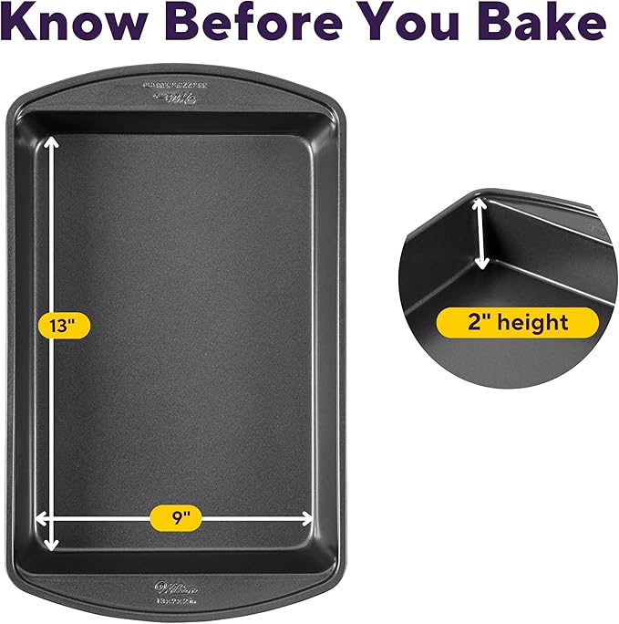 Wilton Gold Non-Stick 13 x 9 Inch Oblong Baking or Roasting Pan, Cold-Rolled Steel Bakeware, Made without PFAS, Packaging May Vary