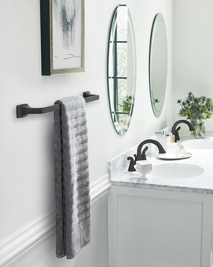 Amerock BH36014MB | Matte Black Towel Bar | 24 in (610 mm) Towel Rack | Highland Ridge | Bathroom Towel Holder | Bathroom Hardware | Bath Accessories