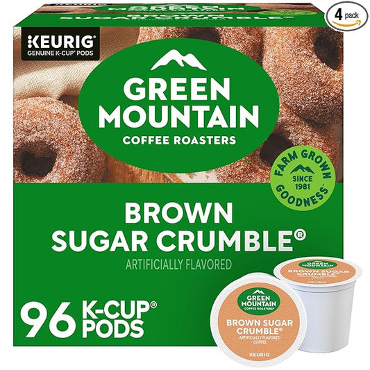 Green Mountain Coffee Roasters Brown Sugar Crumble Keurig Single-Serve K-Cup Pods, Medium Roast Coffee, 96 Count (4 Packs of 24)