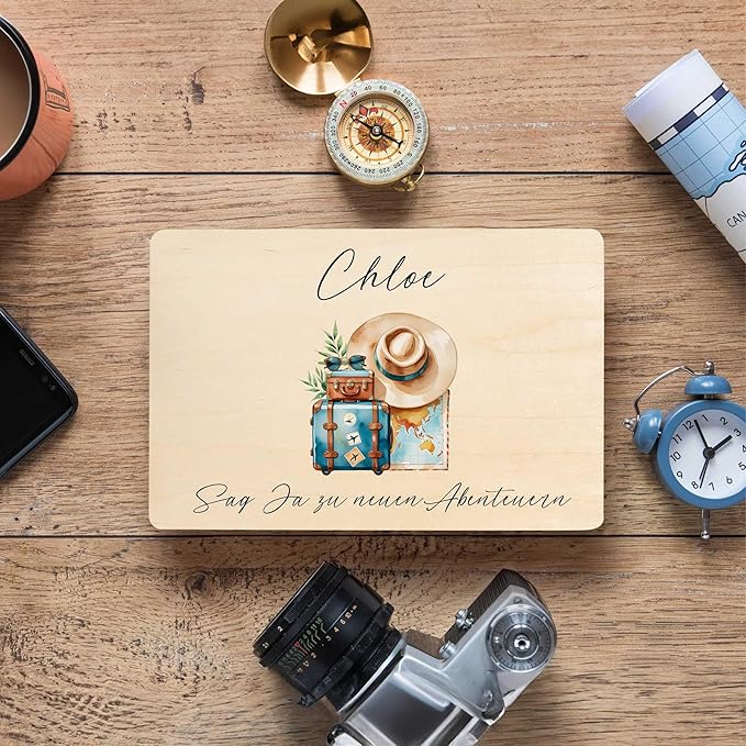 Creative Deco Personalized Wooden Wedding Box Storage Box - Travel | 11.8x7.87x5.51in (+-0.5) | Hinged Lid Handle Engraving | Unpainted Gift Box Rough UNSANDED Keepsake Memory Souvenir Chest