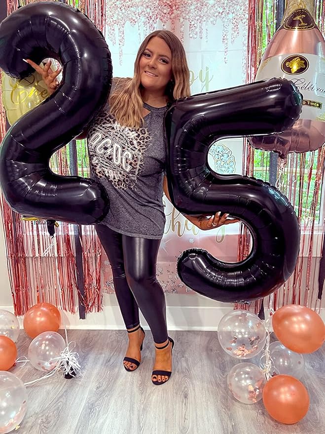 20 Balloons Number, 20th Birthday Decorations for Women Men, Numbers 20 Balloons 40 In Black Birthday Party Decorations for Wedding, Celebration Party, Graduations