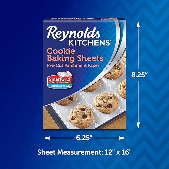 Reynolds Kitchens Cookie Baking Sheets,Pre-Cut Parchment Paper,600 Sheets Total,25 Count (Pack of 24)