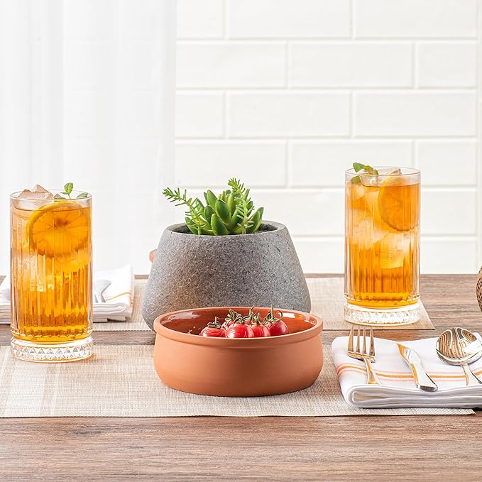 Restaurantware-Terra Tek 17 Ounce Terracotta Cazuelas, 2 Brown Glazed Clay Pots For Cooking - Oven-Ready, Microwavable, Terracotta Serving Pots, Dishwashable, For Cooking And Serving