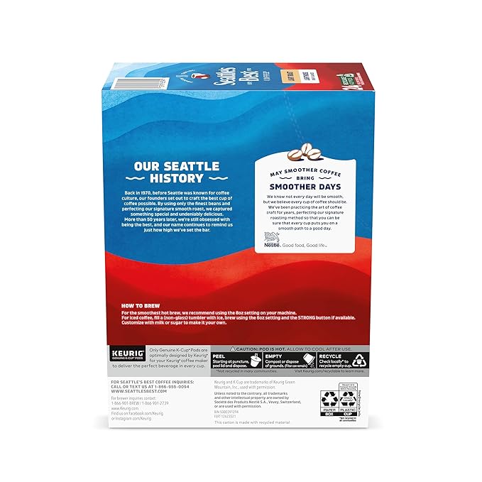 Seattle’s Best Coffee, Light Roast K-Cup Coffee Pods, Lighthouse, Arabica, 4 Boxes (96 Pods Total)