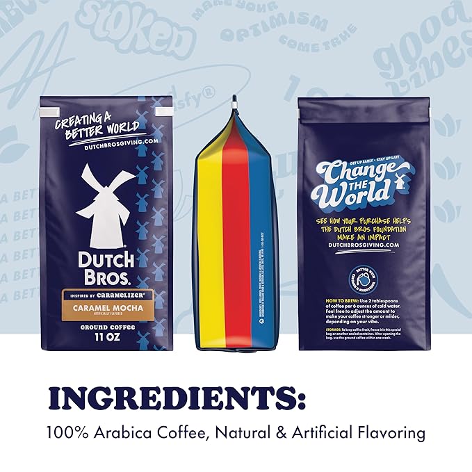 Dutch Bros® Caramel Mocha Ground Flavored Coffee Inspired by Caramelizer®, Bagged 11oz