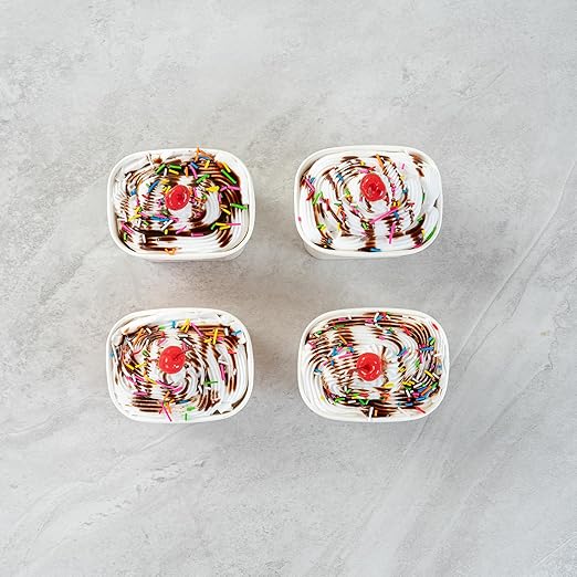 Restaurantware Paper Cups 200 Count 12 Ounce Square Disposable Ice Cream Containers, Leak-Resistant Paper Dessert To Go Cups, Hot And Cold Food, Durable Assorted Sprinkles Design