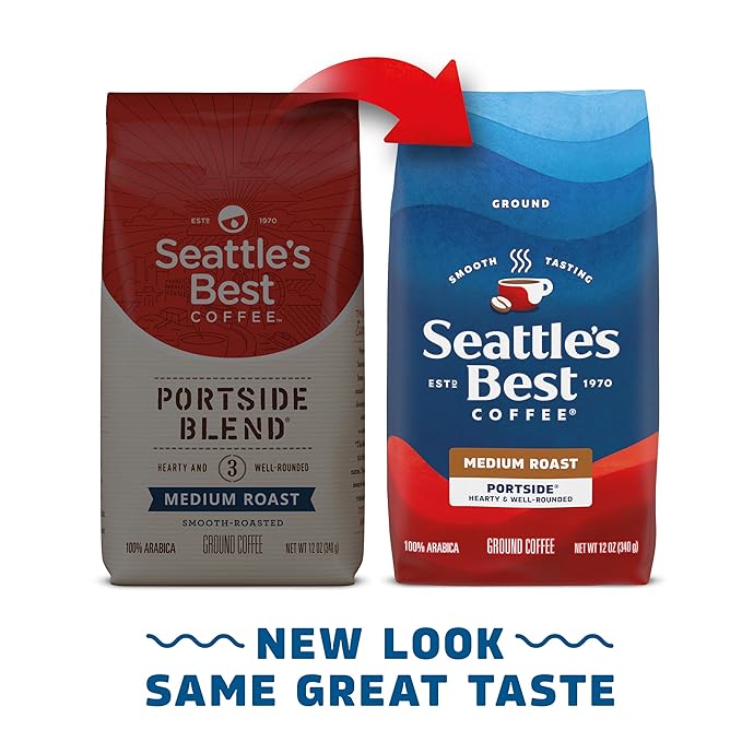 Seattle’s Best Coffee, Medium Roast Ground Coffee, Portside, 100% Arabica, 6 Bags (12 oz Each)