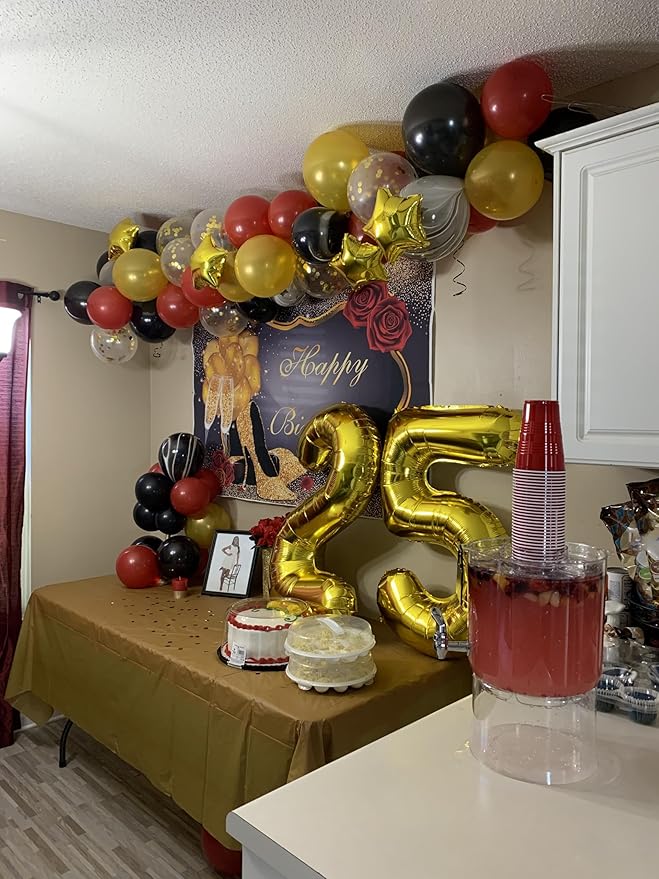 Number 25 Balloons, Gold 52 Balloon Numbers 40 Inch for Women Men, Birthday Decorations for 25th Photo Prop, Big Events, School Class Party,