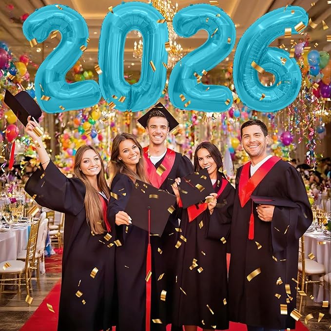 Blue 2026 Balloons, 2026 Number Balloons, 40 Inch Large Foil Graduation Balloon 2026 Numbers for Graduation Decorations Class of 2026, Props, Birthday, Anniversary, New Year Eve Party Decorations