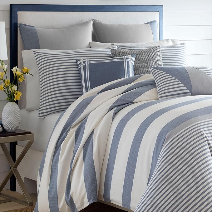 Nautica - Throw Pillow, Cotton Bedding with Hidden Zipper Closure, Mediterranean Inspired Home Decor (Fairwater Blue, 14" x 20")