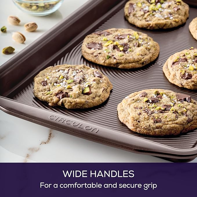 Circulon Nonstick Bakeware Set with Nonstick Cookie Sheet / Baking Sheet and Cooling Rack - 2 Piece, Chocolate Brown