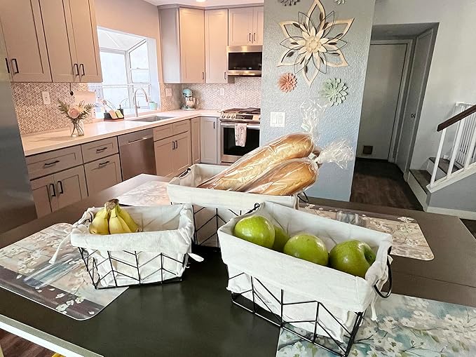 Admired by Nature Metal Wire Storage Basket with Soft Fabric Liners - Set of 3 Sizes Decorative Nesting Basket Crates for Home, Kitchen, Bathroom, Classroom Decor (S, M, L)