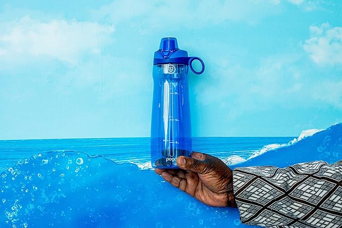 Pogo Plastic Water Bottle with Chug Lid and Carry Handle, Reusable, BPA Free, Dishwasher Safe, Perfect for Travel, School, Outdoors, and Gym | 18oz, 32oz, 40oz, 64oz