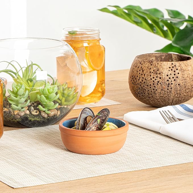Restaurantware Terracotta Cazuela Bowls 2 Pack of 5 oz Durable Rustic Serving Dish Glazed Oven-Safe Bowl Freezer-Safe Tapas Dish Microwave-Safe Dishwasher-Safe