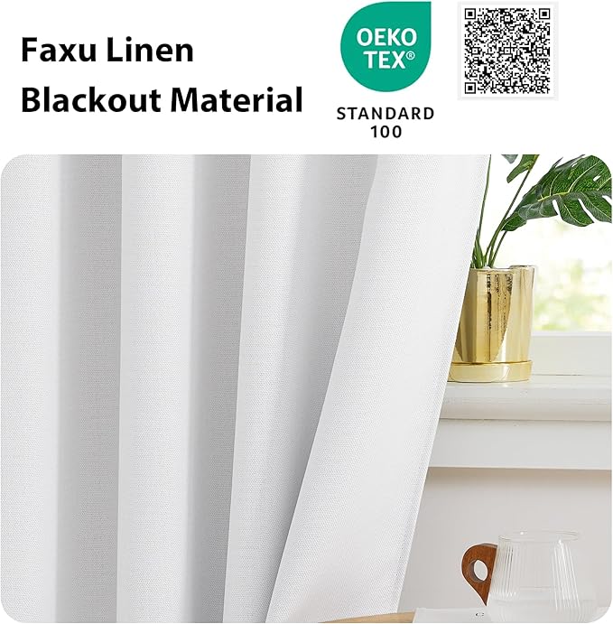 NICETOWN Sidelight Door Curtains for Small Windows, Room Darkening Sides Shades Heavy Duty Faxu Linen Door Blinds Privacy for Classroom Window, 1 Panel, Greyish White, W10 x L35