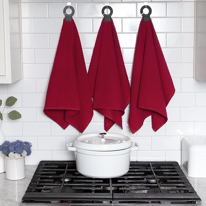 Ritz Premium Hook and Hang Towel, (2-Pack), 18" x 28", Long-Lasting Durable Rubber Hook, Highly Absorbent Super Soft Hand Cloths for Kitchen, Bathroom, Laundry Room, Paprika