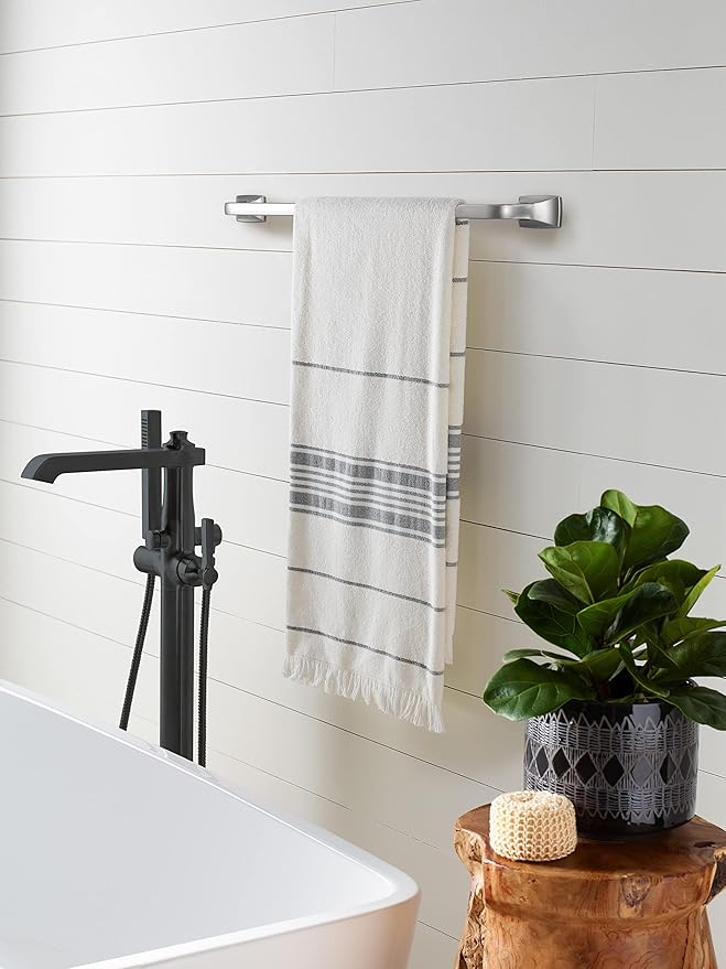 Amerock BH3601426 | Chrome Towel Bar | 24 in (610 mm) Towel Rack | Highland Ridge | Bathroom Towel Holder | Bathroom Hardware | Bath Accessories