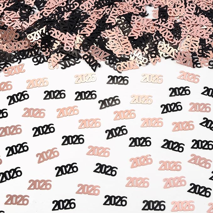 Black and Rose Gold 2026 Confetti Graduation Table Centerpiece Grad Confetti for 2026 Graduation Party Decorations Supplies