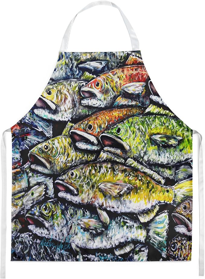 Caroline's Treasures Wanna Be Fishin Apron Cooking Kitchen Server Baking Crafts Gardening for Adult Women Men, Unisex, Large, Multicolor