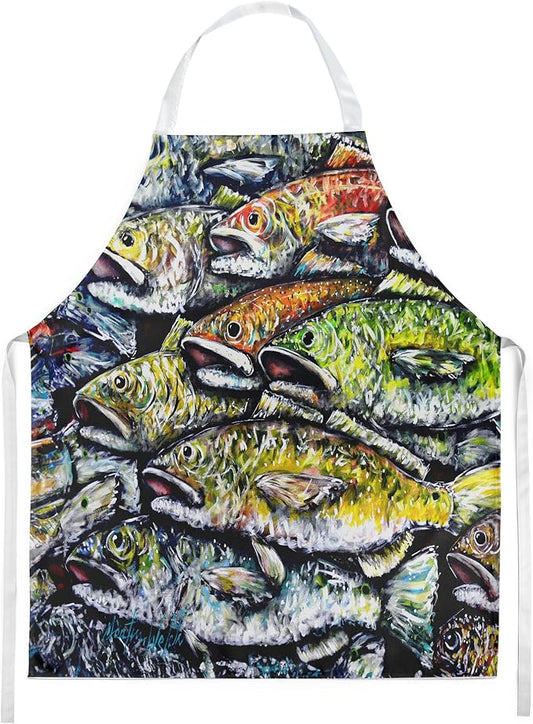 Caroline's Treasures Wanna Be Fishin Apron Cooking Kitchen Server Baking Crafts Gardening for Adult Women Men, Unisex, Large, Multicolor
